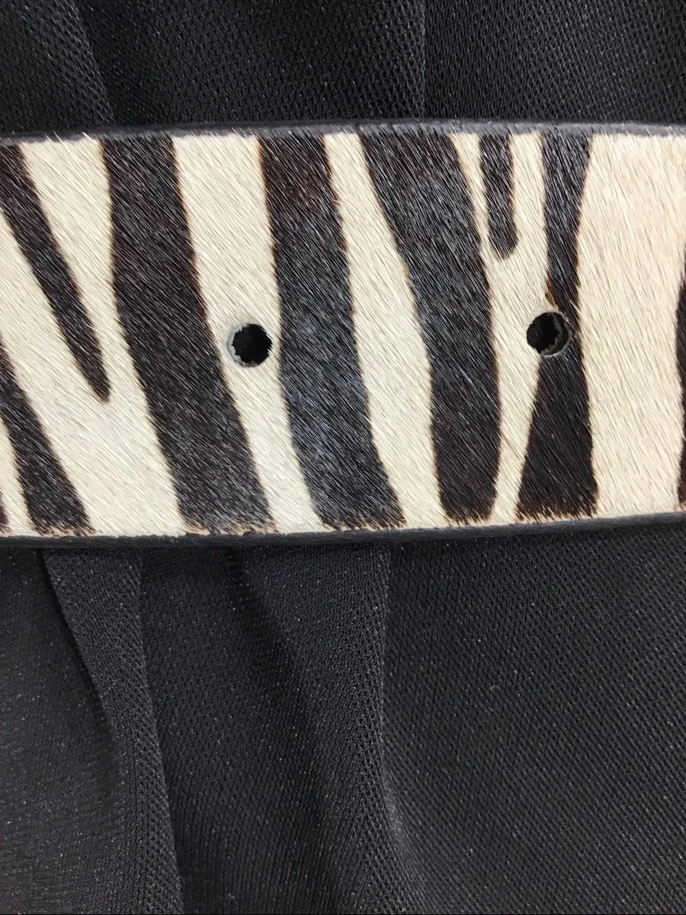 WHBM calf hair zebra print b/w leather belt silver buckle S